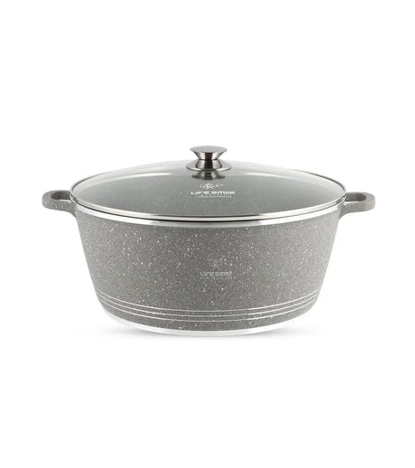 Life Smile 36cm Oven-Safe Granite Coating Cooking Pot with Glass Lid Beige/Black/Gray - Al Kabayel Discount CentreLife Smile 36cm Oven-Safe Granite Coating Cooking Pot with Glass Lid Beige/Black/GrayCasserolesLIFE SMILEAl Kabayel Discount Centre