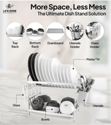 Life Smile Aluminium 2 Tier Dish Rack with Anti - Slip Rubber Fleet Designed to Maximize the Kitchen Storage 49.7cmX25cmX37.7cm - silver - Al Kabayel Discount CentreLife Smile Aluminium 2 Tier Dish Rack with Anti - Slip Rubber Fleet Designed to Maximize the Kitchen Storage 49.7cmX25cmX37.7cm - silverOrganizers & AccessoriesLIFE SMILEAl Kabayel Discount Centre