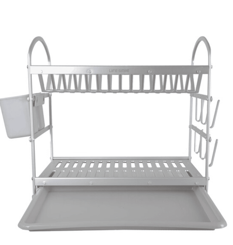 Life Smile Aluminium 2 Tier Dish Rack with Anti - Slip Rubber Fleet Designed to Maximize the Kitchen Storage 49.7cmX25cmX37.7cm - silver - Al Kabayel Discount CentreLife Smile Aluminium 2 Tier Dish Rack with Anti - Slip Rubber Fleet Designed to Maximize the Kitchen Storage 49.7cmX25cmX37.7cm - silverOrganizers & AccessoriesLIFE SMILEAl Kabayel Discount Centre