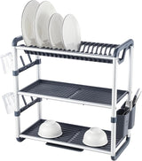 Life Smile Aluminum 3 Tier Dish Drying Rack with Bowl Shelf, Drainer, Cutlery and Cup Holder 60.9cmX26.7cmX57.7cm - White&grey - Al Kabayel Discount CentreLife Smile Aluminum 3 Tier Dish Drying Rack with Bowl Shelf, Drainer, Cutlery and Cup Holder 60.9cmX26.7cmX57.7cm - White&greyOrganizers & AccessoriesLIFE SMILEAl Kabayel Discount Centre