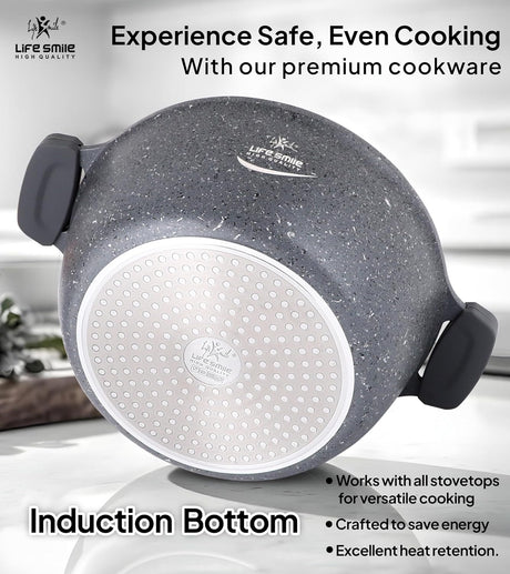 Life Smile Burj Khalifa Series 8pcs Non - Stick Granite Coating Cookware Set Includes 6.1 Liter Soup Pot with Lid - 1pc, 3.8 Liter Soup Pot with Lid - 1pc, 2.3 Liter Soup Pot with Lid - 1pc, 2.8 Liter Fry Pan Lid - 1pc, LIFEP16 - 8 - Gray - Al Kabayel Discount CentreLife Smile Burj Khalifa Series 8pcs Non - Stick Granite Coating Cookware Set Includes 6.1 Liter Soup Pot with Lid - 1pc, 3.8 Liter Soup Pot with Lid - 1pc, 2.3 Liter Soup Pot with Lid - 1pc, 2.8 Liter Fry Pan Lid - 1pc, LIFEP16 - 8 -