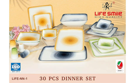 LIFE SMILE Dinner Set, 30 Pieces Porcelain Dinner Set Microwave Safe Tableware Set | Dishwasher Safe dinner serving set for 6 (Design - 1) - Al Kabayel Discount CentreLIFE SMILE Dinner Set, 30 Pieces Porcelain Dinner Set Microwave Safe Tableware Set | Dishwasher Safe dinner serving set for 6 (Design - 1)Dinnerware SetsLIFE SMILEAl Kabayel Discount Centre