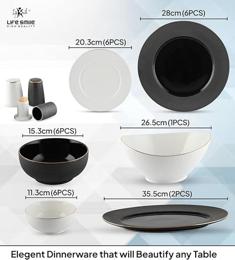 LIFE SMILE Dinner Set, 30 Pieces Porcelain Dinner Set Microwave Safe Tableware Set | Dishwasher Safe dinner serving set for 6 (Design - 7) - Al Kabayel Discount CentreLIFE SMILE Dinner Set, 30 Pieces Porcelain Dinner Set Microwave Safe Tableware Set | Dishwasher Safe dinner serving set for 6 (Design - 7)Dinnerware SetsLIFE SMILEAl Kabayel Discount Centre