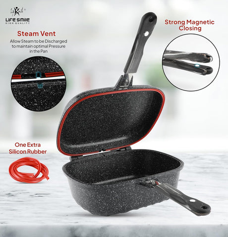 LIFE SMILE Granite Coating Double Grill Pan 30cm, Scrach Proof - Al Kabayel Discount CentreLIFE SMILE Granite Coating Double Grill Pan 30cm, Scrach ProofFrying Pans & SkilletsLIFE SMILEAl Kabayel Discount Centre