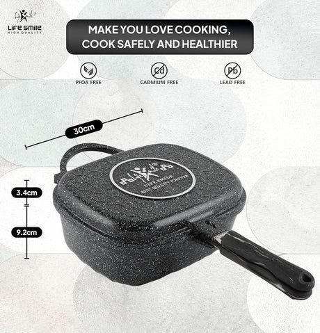 LIFE SMILE Granite Coating Double Grill Pan 30cm, Scrach Proof - Al Kabayel Discount CentreLIFE SMILE Granite Coating Double Grill Pan 30cm, Scrach ProofFrying Pans & SkilletsLIFE SMILEAl Kabayel Discount Centre