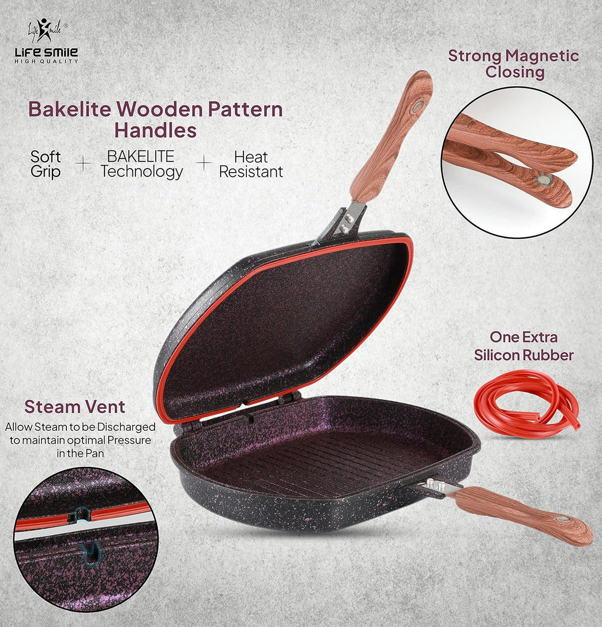 LIFE SMILE Granite Coating Double Grill Pan 32cm, Scrach Proof - Al Kabayel Discount CentreLIFE SMILE Granite Coating Double Grill Pan 32cm, Scrach ProofFrying Pans & SkilletsLIFE SMILEAl Kabayel Discount Centre