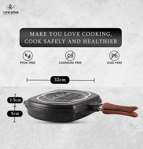 LIFE SMILE Granite Coating Double Grill Pan 32cm, Scrach Proof - Al Kabayel Discount CentreLIFE SMILE Granite Coating Double Grill Pan 32cm, Scrach ProofFrying Pans & SkilletsLIFE SMILEAl Kabayel Discount Centre