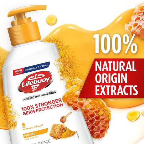 Lifebuoy Antibacterial Liquid Soap And Hand Wash, For Hand Hygiene, Honey And Tumeric, 100% Stronger Germ Protection*, 200ml - Al Kabayel Discount CentreLifebuoy Antibacterial Liquid Soap And Hand Wash, For Hand Hygiene, Honey And Tumeric, 100% Stronger Germ Protection*, 200mlHandwashLIFEBUOYAl Kabayel Discount Centre