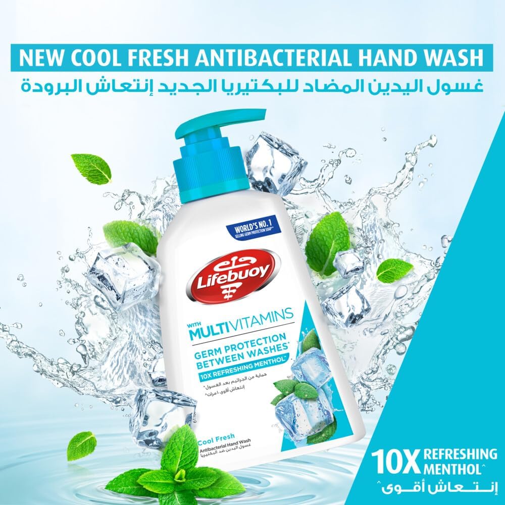 Lifebuoy Hand Wash, Cool Fresh, for 100% stronger germ protection with 10x refreshing menthol, 500ml - Al Kabayel Discount CentreLifebuoy Hand Wash, Cool Fresh, for 100% stronger germ protection with 10x refreshing menthol, 500mlHandwashLIFEBUOYAl Kabayel Discount Centre