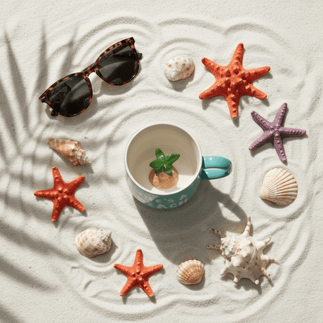 Life's A Beach Ceramic Mug with Hidden Plant Surprise — 400ml | Teal & White - Al Kabayel Discount CentreLife's A Beach Ceramic Mug with Hidden Plant Surprise — 400ml | Teal & WhiteMugsAKDCAl Kabayel Discount Centre