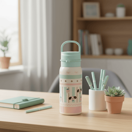Light Blue & Cream Stylish Metal Water Bottle with Elegant Design – 500 ml - Al Kabayel Discount CentreLight Blue & Cream Stylish Metal Water Bottle with Elegant Design – 500 mlWater BottlesAKDCAl Kabayel Discount Centre