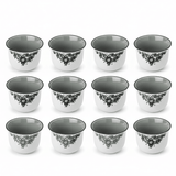 Lilac 12pcs White Ceramic Cawa Cup Set with Silver Rim and Black Leaf Artistic Design 80ml Elegant Espresso Cups for Coffee Tea and Special Occasions - Al Kabayel Discount CentreLilac 12pcs White Ceramic Cawa Cup Set with Silver Rim and Black Leaf Artistic Design 80ml Elegant Espresso Cups for Coffee Tea and Special OccasionsTea SetsLILACAl Kabayel Discount Centre