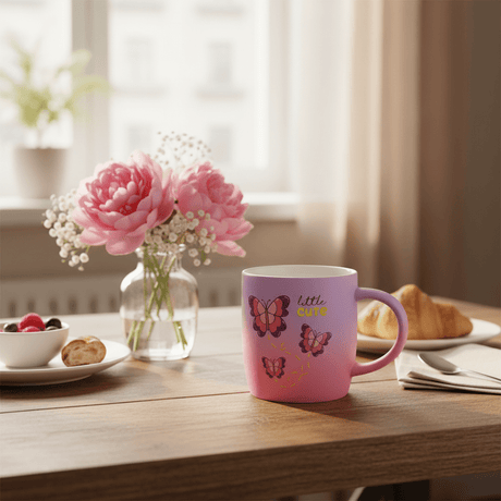 Little Cute Butterfly Ceramic Mug — Purple & Pink Ombre | 350ml - Al Kabayel Discount CentreLittle Cute Butterfly Ceramic Mug — Purple & Pink Ombre | 350mlMugsAKDCAl Kabayel Discount Centre