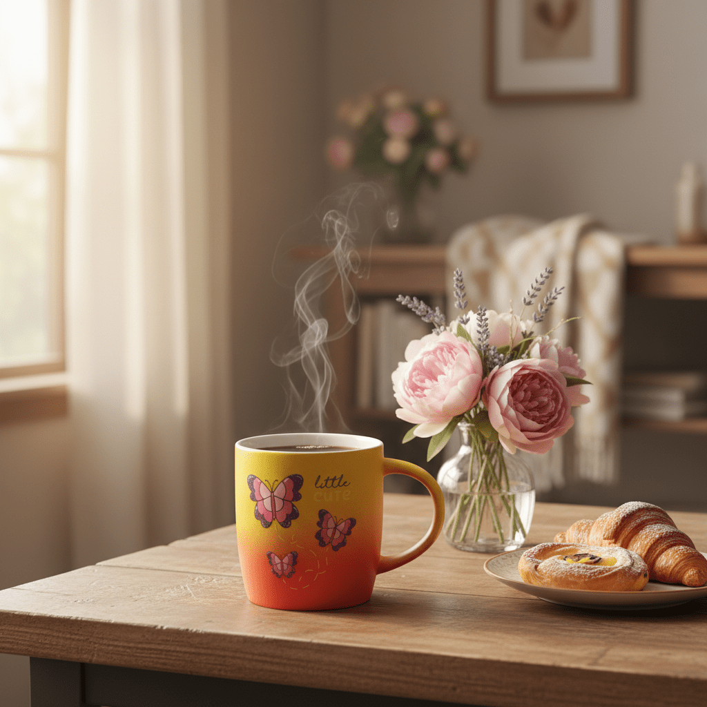 Little Cute Butterfly Ceramic Mug — Yellow & Red Gradient | 350ml - Al Kabayel Discount CentreLittle Cute Butterfly Ceramic Mug — Yellow & Red Gradient | 350mlMugsAKDCAl Kabayel Discount Centre