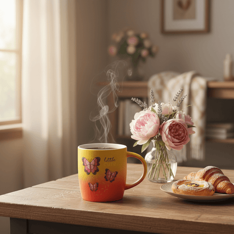 Little Cute Butterfly Ceramic Mug — Yellow & Red Gradient | 350ml - Al Kabayel Discount CentreLittle Cute Butterfly Ceramic Mug — Yellow & Red Gradient | 350mlMugsAKDCAl Kabayel Discount Centre