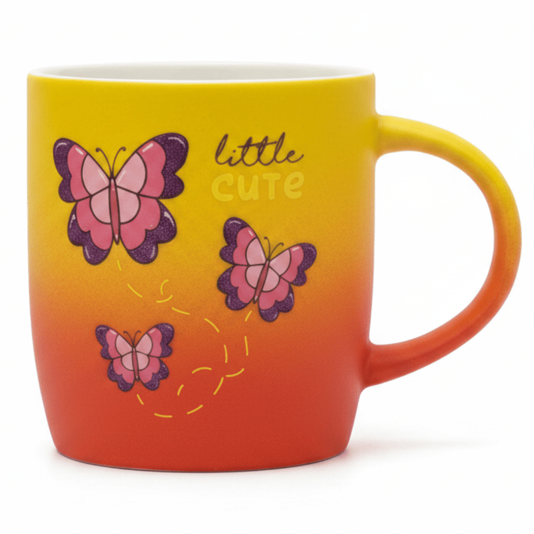 Little Cute Butterfly Ceramic Mug — Yellow & Red Gradient | 350ml - Al Kabayel Discount CentreLittle Cute Butterfly Ceramic Mug — Yellow & Red Gradient | 350mlMugsAKDCAl Kabayel Discount Centre
