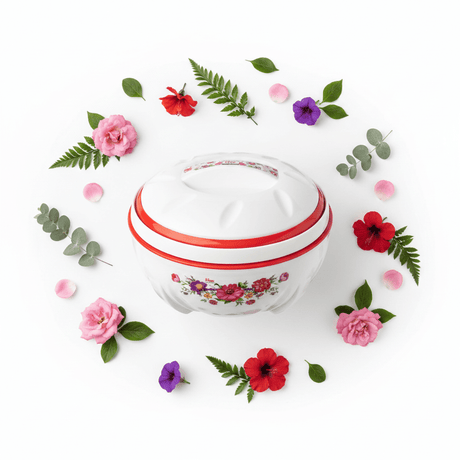 Livon Insulated Hotpot 1000ml | White & Red Floral Design - Al Kabayel Discount CentreLivon Insulated Hotpot 1000ml | White & Red Floral DesignCasserolesLIVONAl Kabayel Discount Centre