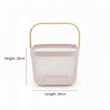 Lizhi Metal Mesh Basket with Wooden Handle — 18×24cm - Pink / Grey / Light Green / Cream - Al Kabayel Discount CentreLizhi Metal Mesh Basket with Wooden Handle — 18×24cm - Pink / Grey / Light Green / CreamOrganizers & AccessoriesLIZHIAl Kabayel Discount Centre