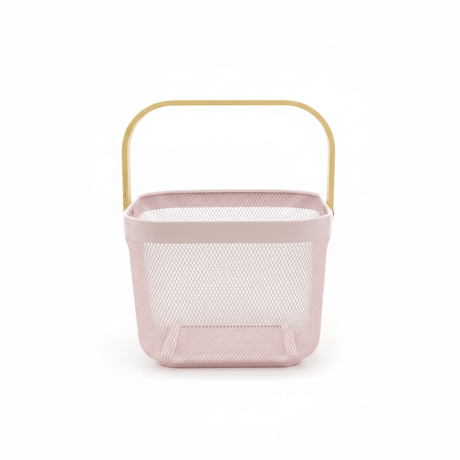 Lizhi Metal Mesh Basket with Wooden Handle — 18×24cm - Pink / Grey / Light Green / Cream - Al Kabayel Discount CentreLizhi Metal Mesh Basket with Wooden Handle — 18×24cm - Pink / Grey / Light Green / CreamOrganizers & AccessoriesLIZHIAl Kabayel Discount Centre
