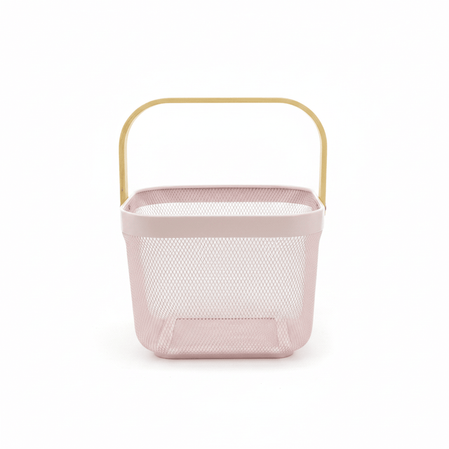 Lizhi Metal Mesh Basket with Wooden Handle — 18×24cm - Pink / Grey / Light Green / Cream - Al Kabayel Discount CentreLizhi Metal Mesh Basket with Wooden Handle — 18×24cm - Pink / Grey / Light Green / CreamOrganizers & AccessoriesLIZHIAl Kabayel Discount Centre