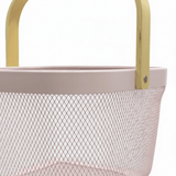 Lizhi Metal Mesh Basket with Wooden Handle — 18×24cm - Pink / Grey / Light Green / Cream - Al Kabayel Discount CentreLizhi Metal Mesh Basket with Wooden Handle — 18×24cm - Pink / Grey / Light Green / CreamOrganizers & AccessoriesLIZHIAl Kabayel Discount Centre