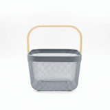 Lizhi Metal Mesh Basket with Wooden Handle — 18×24cm - Pink / Grey / Light Green / Cream - Al Kabayel Discount CentreLizhi Metal Mesh Basket with Wooden Handle — 18×24cm - Pink / Grey / Light Green / CreamOrganizers & AccessoriesLIZHIAl Kabayel Discount Centre