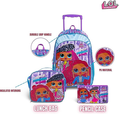 LOL Surprise OMG 3 - in - 1 School Set Inccludes 18" Trolley Bag, Lunch Bag, Pencil Case - Al Kabayel Discount CentreLOL Surprise OMG 3 - in - 1 School Set Inccludes 18" Trolley Bag, Lunch Bag, Pencil CaseSchool BagsLOL SURPRISEAl Kabayel Discount Centre