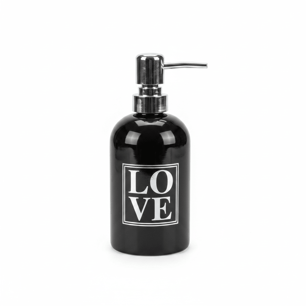 LOVE Ceramic & Plastic Liquid Soap Dispenser – 400m -Black / White - Al Kabayel Discount CentreLOVE Ceramic & Plastic Liquid Soap Dispenser – 400m -Black / WhiteHolders & DispensersAKDCAl Kabayel Discount Centre