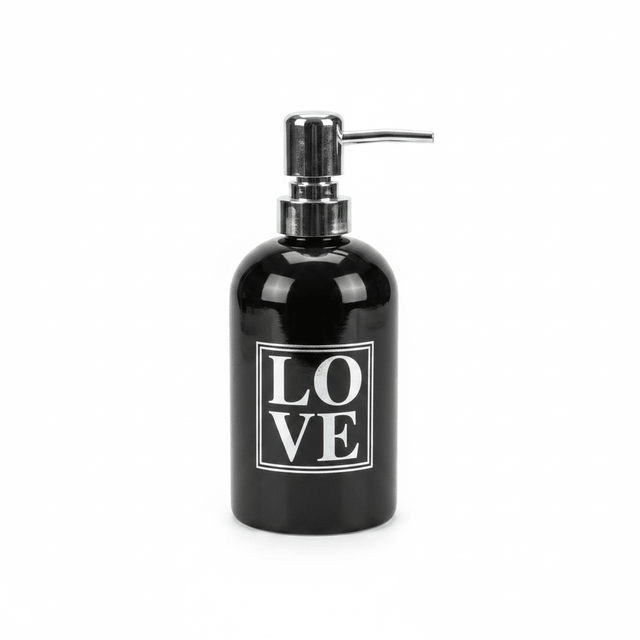 LOVE Ceramic & Plastic Liquid Soap Dispenser – 400m -Black / White - Al Kabayel Discount CentreLOVE Ceramic & Plastic Liquid Soap Dispenser – 400m -Black / WhiteHolders & DispensersAKDCAl Kabayel Discount Centre