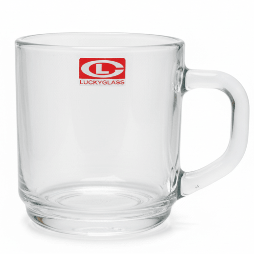 Lucky Glass Large Clear Drinking Mug with Elegant Handle for Tea Coffee Juice 300ml - Al Kabayel Discount CentreLucky Glass Large Clear Drinking Mug with Elegant Handle for Tea Coffee Juice 300mlMugsLUCKYAl Kabayel Discount Centre