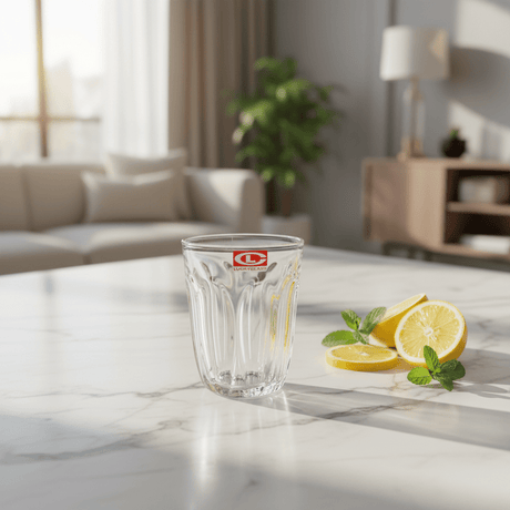 Lucky Glass Lotus Design Premium Glass Tumbler – 195 ml Elegant Floral Pattern Drinking Glass for Water, Juice & Beverages - Al Kabayel Discount CentreLucky Glass Lotus Design Premium Glass Tumbler – 195 ml Elegant Floral Pattern Drinking Glass for Water, Juice & BeveragesTumblersLUCKY GLASSAl Kabayel Discount Centre