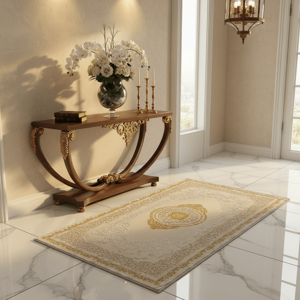 Lugo Ivory & Light Beige Carpet | Elegant Persian Medallion Design | 80 × 150 cm | - Al Kabayel Discount CentreLugo Ivory & Light Beige Carpet | Elegant Persian Medallion Design | 80 × 150 cm |DoormatsAKDCAl Kabayel Discount Centre