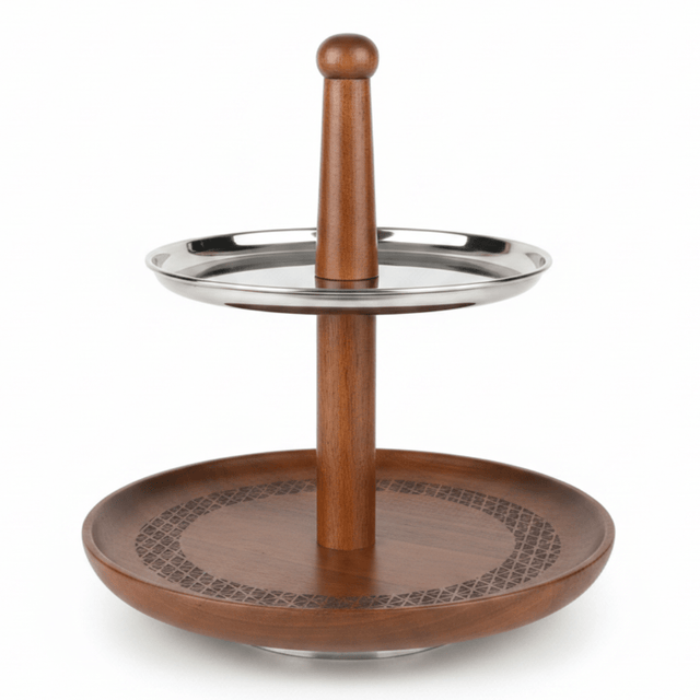 Luhpar 2-Tier Wooden & Stainless Steel Candy Tray - 35×30cm - Al Kabayel Discount CentreLuhpar 2-Tier Wooden & Stainless Steel Candy Tray - 35×30cmServing TraysLUHPARAl Kabayel Discount Centre