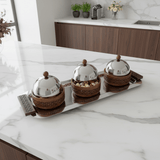 Luhpar 3-Bowl Serving Set on Rectangular Stainless Steel Tray - 56×22×13 cm - Al Kabayel Discount CentreLuhpar 3-Bowl Serving Set on Rectangular Stainless Steel Tray - 56×22×13 cmServing TraysLUHPARAl Kabayel Discount Centre