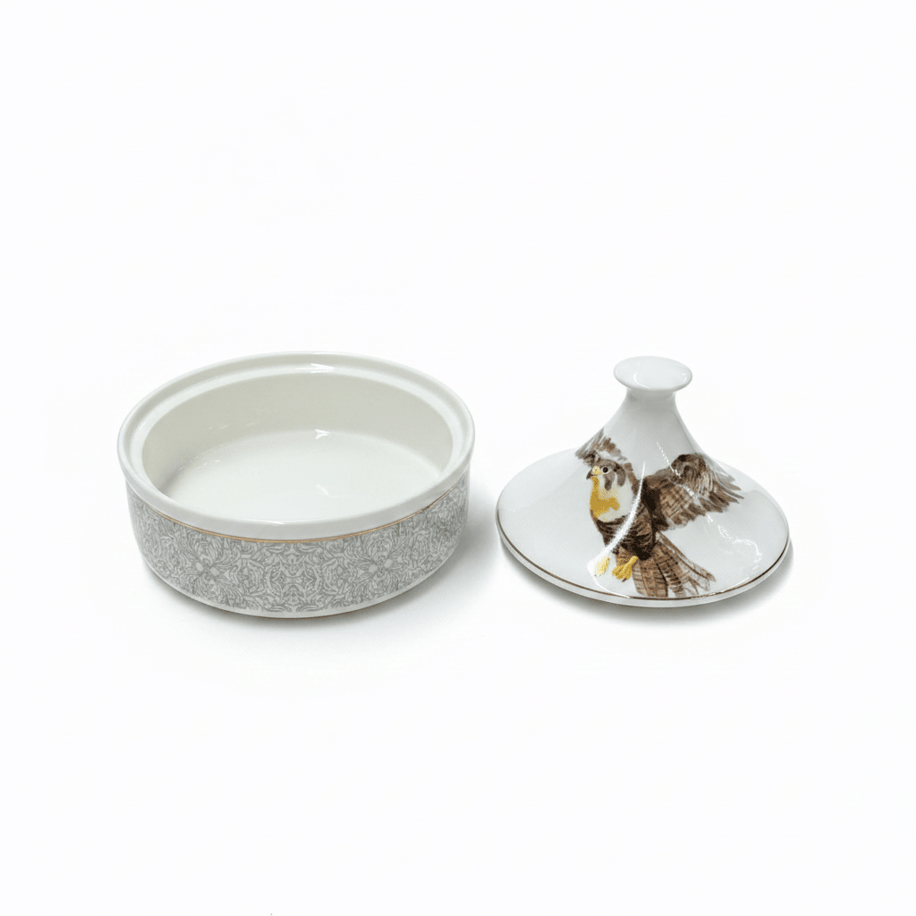 Luhpar Artisan Ceramic Sugar Pot Serving Dish with Bird Design and Lid for Home and Hospitality Use – 15×15 cm - Al Kabayel Discount CentreLuhpar Artisan Ceramic Sugar Pot Serving Dish with Bird Design and Lid for Home and Hospitality Use – 15×15 cmJars & Food SaversLUHPARAl Kabayel Discount Centre