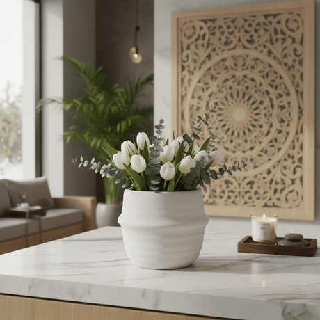 Luhpar Artistic Ceramic Decorative Flower Vase – Elegant White Sculptural Design for Modern Homes, 12 × 13 cm - Al Kabayel Discount CentreLuhpar Artistic Ceramic Decorative Flower Vase – Elegant White Sculptural Design for Modern Homes, 12 × 13 cmFlower/Plant PotsLUHPARAl Kabayel Discount Centre