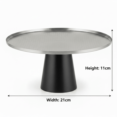Luhpar Black Wooden Footed Brushed Silver Stainless Steel Cake Stand - 11×21 cm - Al Kabayel Discount CentreLuhpar Black Wooden Footed Brushed Silver Stainless Steel Cake Stand - 11×21 cmServing TraysLUHPARAl Kabayel Discount Centre