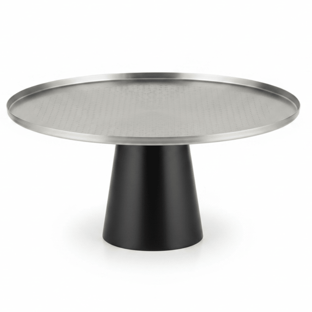 Luhpar Black Wooden Footed Brushed Silver Stainless Steel Cake Stand - 13×27 cm - Al Kabayel Discount CentreLuhpar Black Wooden Footed Brushed Silver Stainless Steel Cake Stand - 13×27 cmServing TraysLUHPARAl Kabayel Discount Centre
