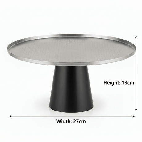 Luhpar Black Wooden Footed Brushed Silver Stainless Steel Cake Stand - 13×27 cm - Al Kabayel Discount CentreLuhpar Black Wooden Footed Brushed Silver Stainless Steel Cake Stand - 13×27 cmServing TraysLUHPARAl Kabayel Discount Centre