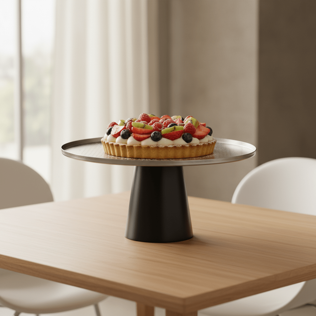 Luhpar Black Wooden Footed Brushed Silver Stainless Steel Cake Stand - 15×30 cm - Al Kabayel Discount CentreLuhpar Black Wooden Footed Brushed Silver Stainless Steel Cake Stand - 15×30 cmServing TraysLUHPARAl Kabayel Discount Centre