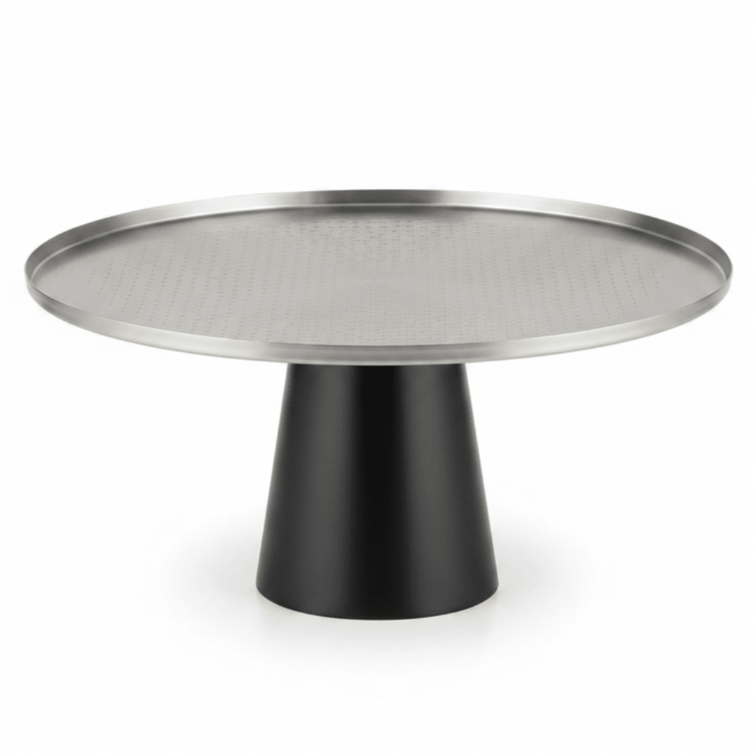 Luhpar Black Wooden Footed Brushed Silver Stainless Steel Cake Stand - 15×30 cm - Al Kabayel Discount CentreLuhpar Black Wooden Footed Brushed Silver Stainless Steel Cake Stand - 15×30 cmServing TraysLUHPARAl Kabayel Discount Centre
