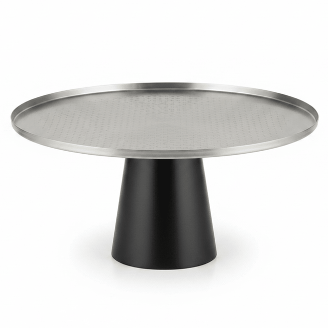 Luhpar Black Wooden Footed Brushed Silver Stainless Steel Cake Stand - 15×30 cm - Al Kabayel Discount CentreLuhpar Black Wooden Footed Brushed Silver Stainless Steel Cake Stand - 15×30 cmServing TraysLUHPARAl Kabayel Discount Centre