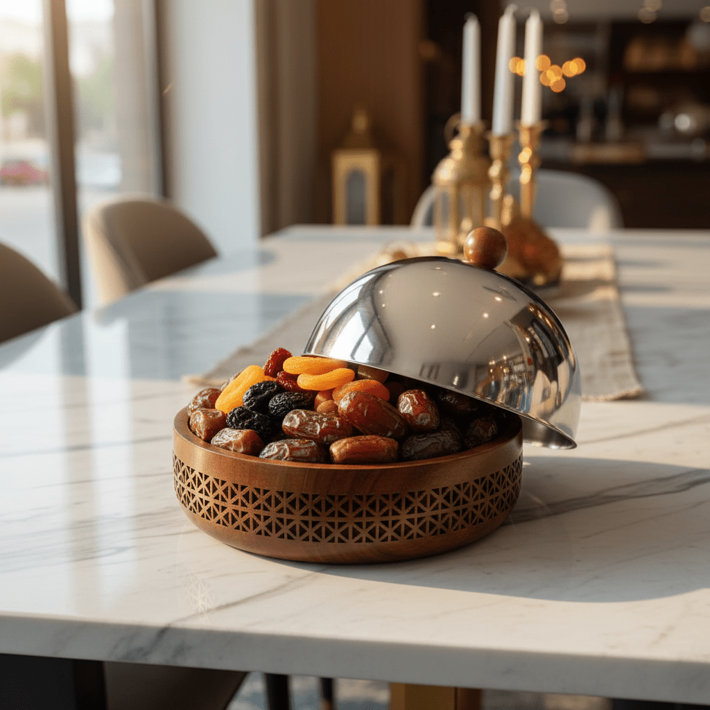 Luhpar Brown Wooden Bowl with Stainless Steel Dome Lid - 20×22cm - Al Kabayel Discount CentreLuhpar Brown Wooden Bowl with Stainless Steel Dome Lid - 20×22cmBowlsLUHPARAl Kabayel Discount Centre