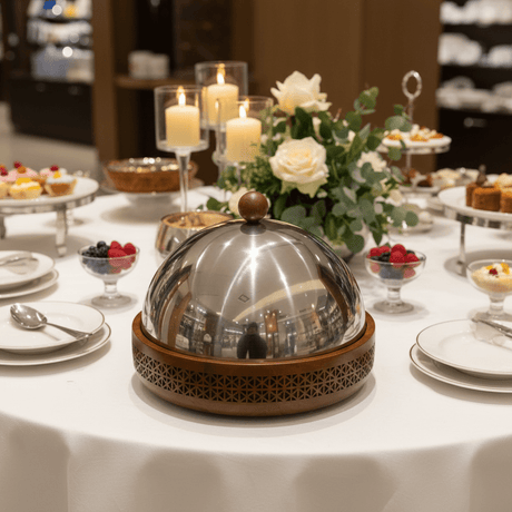 Luhpar Brown Wooden Bowl with Stainless Steel Dome Lid - 30×30 cm - Al Kabayel Discount CentreLuhpar Brown Wooden Bowl with Stainless Steel Dome Lid - 30×30 cmBowlsLUHPARAl Kabayel Discount Centre