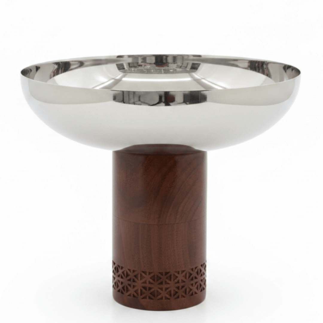 Luhpar Brown Wooden Footed Silver Stainless Steel Bowl - 21×26cm - Al Kabayel Discount CentreLuhpar Brown Wooden Footed Silver Stainless Steel Bowl - 21×26cmBowlsLUHPARAl Kabayel Discount Centre