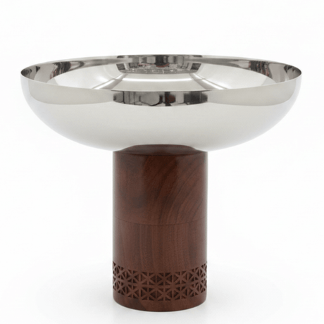 Luhpar Brown Wooden Footed Silver Stainless Steel Bowl - 21×26cm - Al Kabayel Discount CentreLuhpar Brown Wooden Footed Silver Stainless Steel Bowl - 21×26cmBowlsLUHPARAl Kabayel Discount Centre