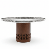 Luhpar Brown Wooden Footed Silver Stainless Steel Cake Stand - 20×12 cm - Al Kabayel Discount CentreLuhpar Brown Wooden Footed Silver Stainless Steel Cake Stand - 20×12 cmServing TraysLUHPARAl Kabayel Discount Centre