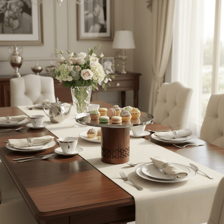 Luhpar Brown Wooden Footed Silver Stainless Steel Cake Stand - 27×14cm - Al Kabayel Discount CentreLuhpar Brown Wooden Footed Silver Stainless Steel Cake Stand - 27×14cmServing TraysLUHPARAl Kabayel Discount Centre
