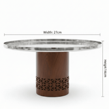 Luhpar Brown Wooden Footed Silver Stainless Steel Cake Stand - 27×14cm - Al Kabayel Discount CentreLuhpar Brown Wooden Footed Silver Stainless Steel Cake Stand - 27×14cmServing TraysLUHPARAl Kabayel Discount Centre