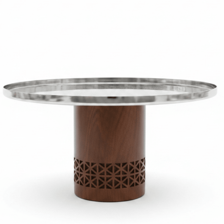 Luhpar Brown Wooden Footed Silver Stainless Steel Cake Stand - 30×17cm - Al Kabayel Discount CentreLuhpar Brown Wooden Footed Silver Stainless Steel Cake Stand - 30×17cmServing TraysLUHPARAl Kabayel Discount Centre